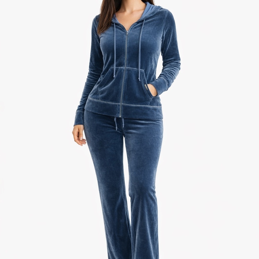DKNY Y2K Velour Tracksuit Set NWT Blue Lounge Set